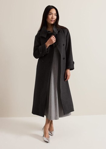 Phase Eight Paloma Funnel Neck Wool Smart Coats Grey Canada | DOSVYB-098